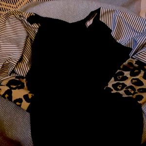 Ladies L/S XXL Black/ White/ Leopard Top